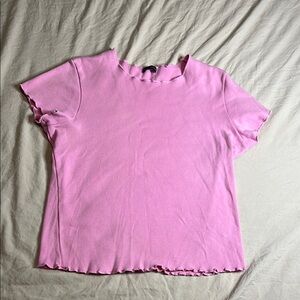 Brandy Melville Pink Ribbed Crop T-Shirt